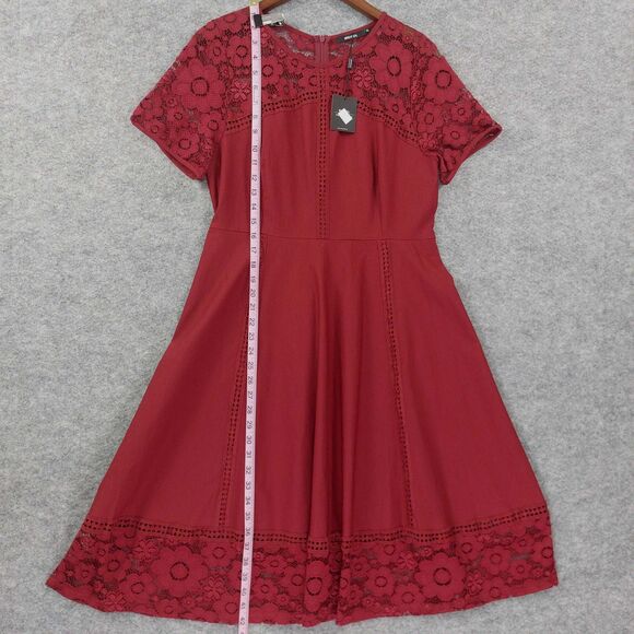 Miusol Dress Womens XL Red Lace Fit And Flare Short Sleeve Elegant Cocktail - Picture 5 of 10